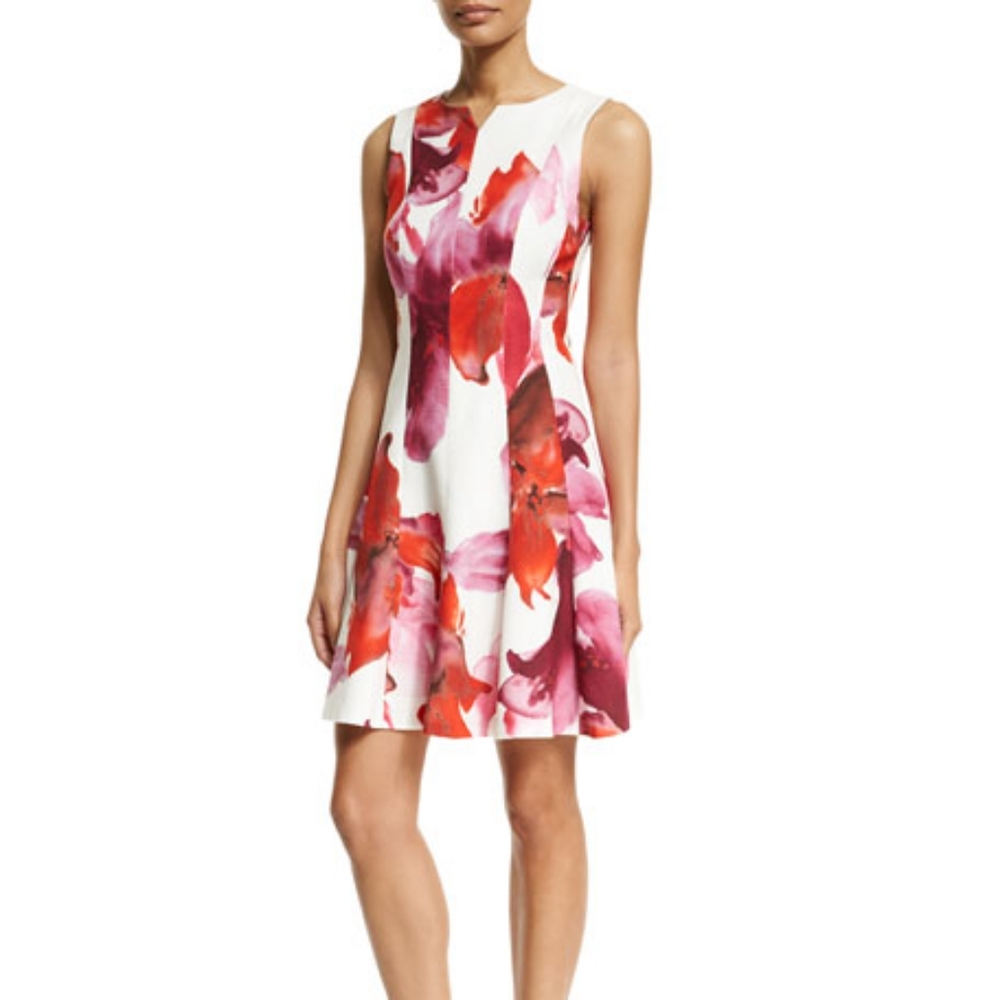 Carolina Herrera Sleeveless Floral Flare Dress